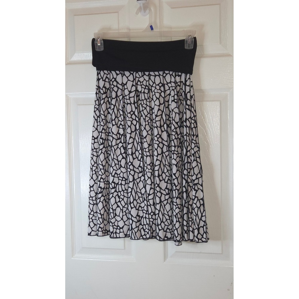 Lapis Womens Black White Geometric Mosaic Pleated Midi Skirt Size M